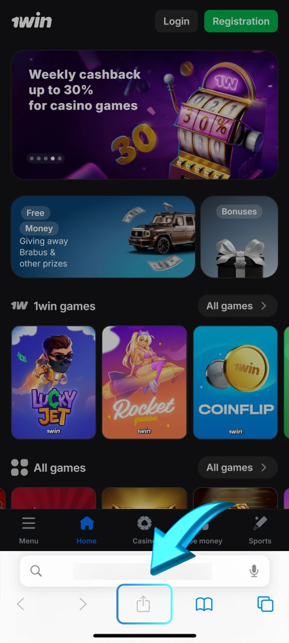 1win astronaut app ios how to use the share menu