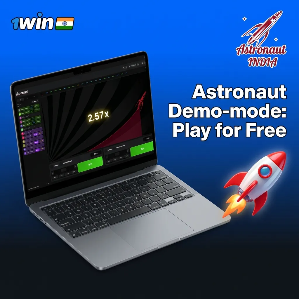 Astronaut demo-mode game screen with virtual balance, multiplier curve, and auto cash-out tools for risk-free play