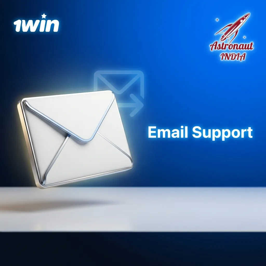 Illustration of a user composing an email to 1win customer support on a laptop for detailed account or payment help