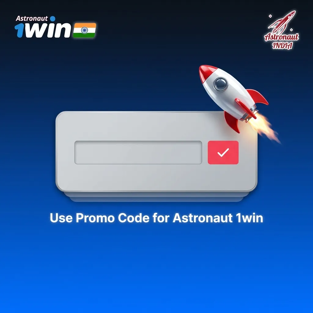 Astronaut-themed 1win signup screen highlighting promo code “ASTROWIN” to unlock extra bonus balance for new players